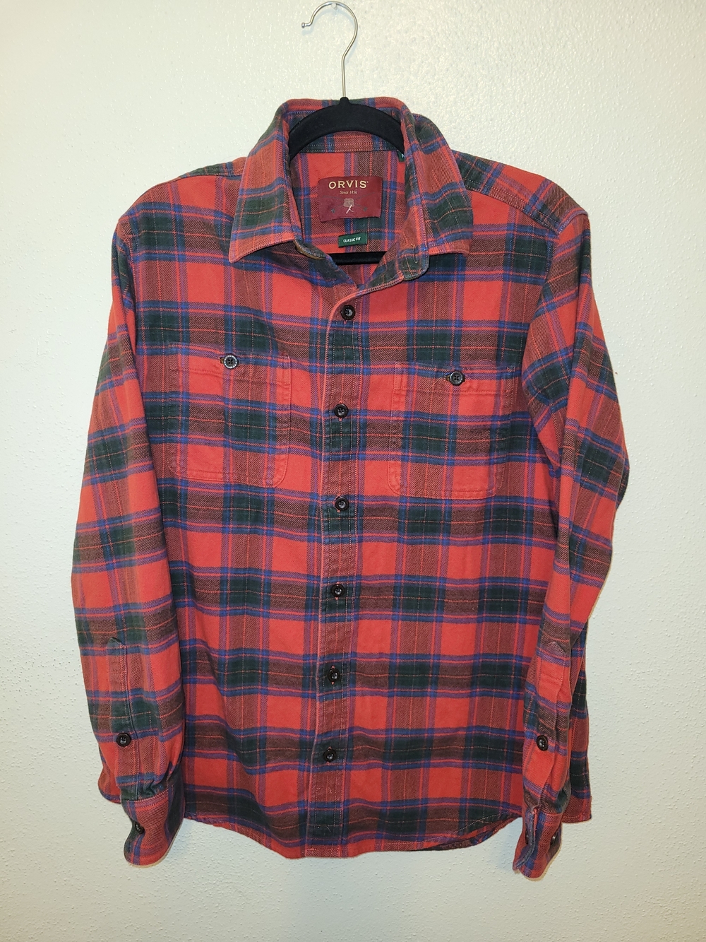 Orvis Perfect Flannel Shirt Red Tartan Plaid Classic Fit Men’s M.